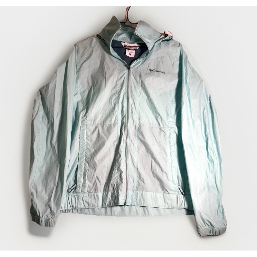 Columbia Women Teal Hooded Lightweight Windbreaker Rain Jacket Size L Switchback